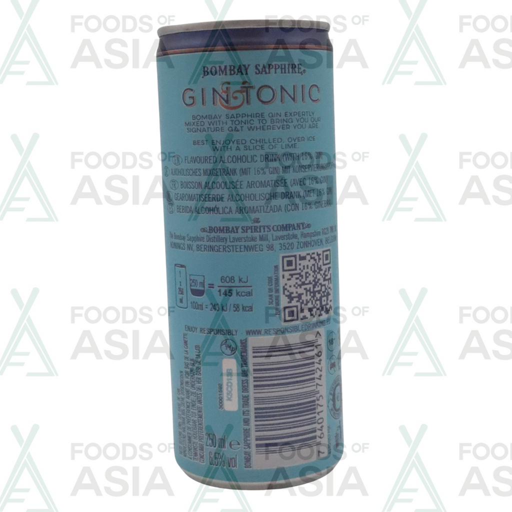 BOMBAY SAPHIRE GIN TONIC 250ML